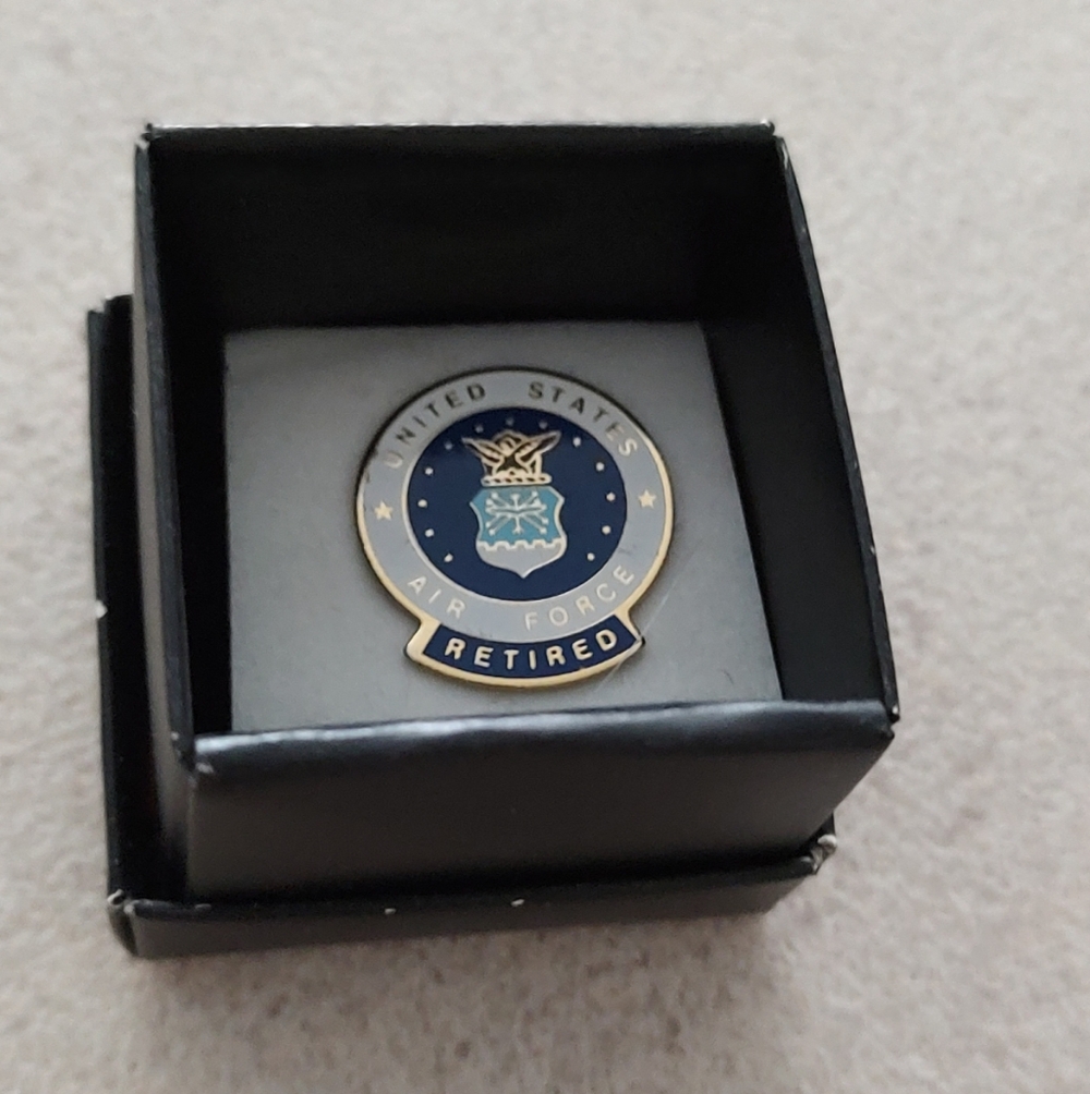 United States Air Force Retired Pin - Blue and Gold
